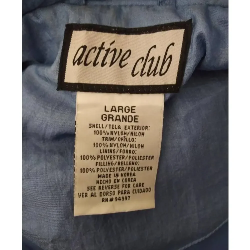 Vintage Active Club Blue Silver Circle Print Grandma Core Windbreaker Sz Large
